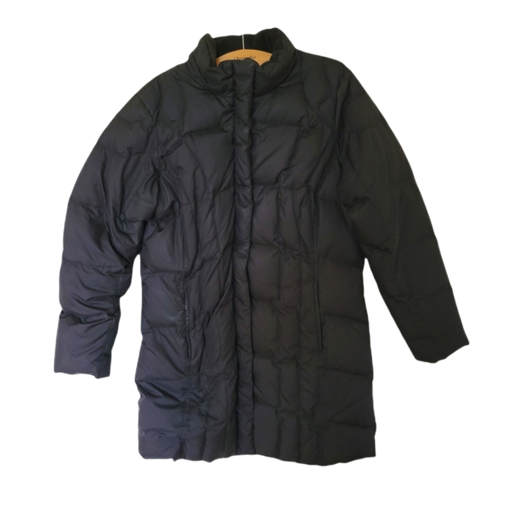 EDDIE BAUER BLACK QUILTED GOOSE DOWN COAT L